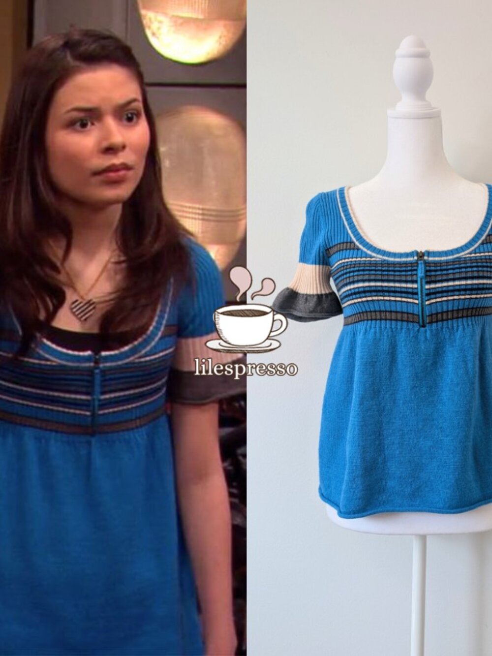 free people blue wool stripe zip sweater ASO carly shay icarly (x-small)